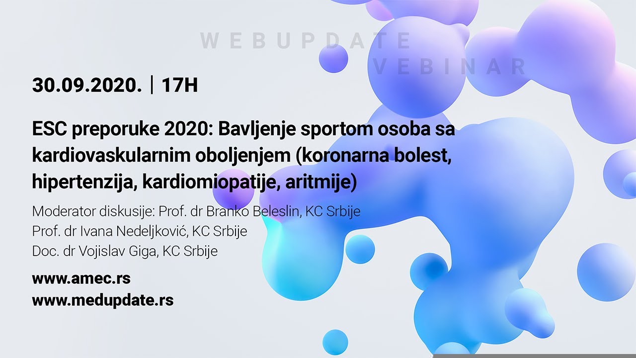 WEBUPDATE 2020 - ESC preporuke 2020: Bavljenje sportom osoba sa kardiovaskularnim oboljenjem